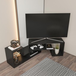 Decorotika Cubicco Black Adjustable TV Unit - Size: 40 x 180 x 29.5cm - Wilko - thumbnail 4