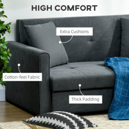 Portland 2 Seater Dark Grey Cotton Convertible Sofa Bed - Wilko - thumbnail 5