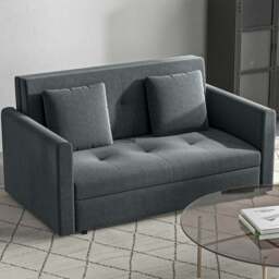 Portland 2 Seater Dark Grey Cotton Convertible Sofa Bed - Wilko - thumbnail 1