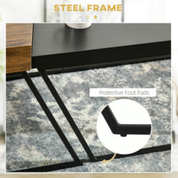 Portland 2 Piece Geometric Jet Black and Wood Effect Coffee Table Set - Size: 80 x 60 x 42cm - Brown - Wilko - thumbnail 7