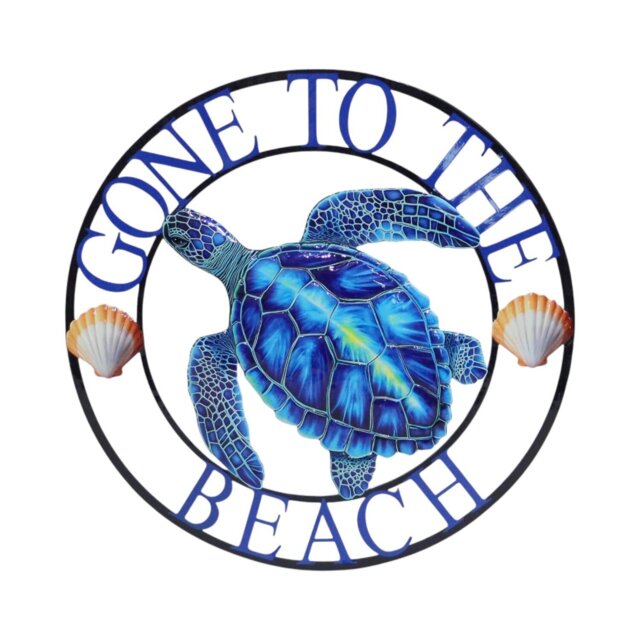 Indoor and Outdoor Gone To The Beach Turtle Sign Blue - Wilko - image 1