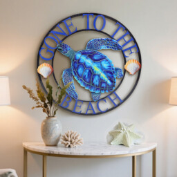 Indoor and Outdoor Gone To The Beach Turtle Sign Blue - Wilko - thumbnail 3