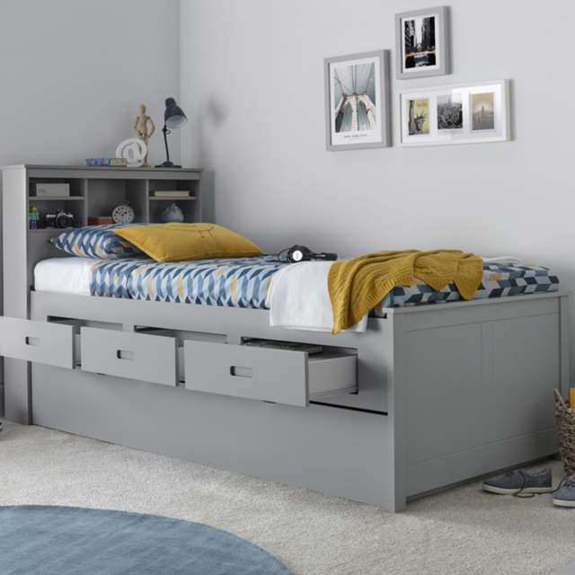 Veera Grey 3 Drawer Guest Bed with Orthopaedic Mattress - Size: Single - Bedmaster - Wilko - image 1