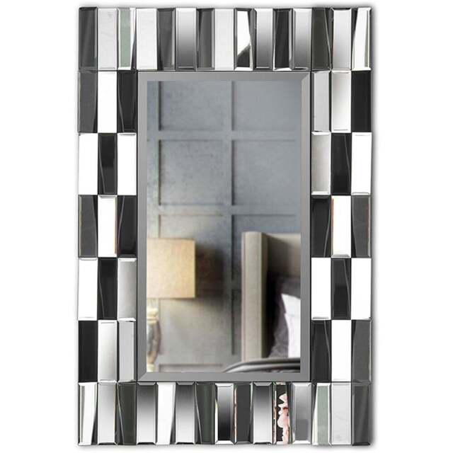 CARME Home Knightsbridge Grey and Silver 3D Rectangular Wall Mirror - Size: 12.5 x 104 x 74cm - Wilko - image 1