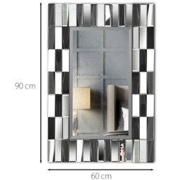 CARME Home Knightsbridge Grey and Silver 3D Rectangular Wall Mirror - Size: 12.5 x 104 x 74cm - Wilko - thumbnail 7