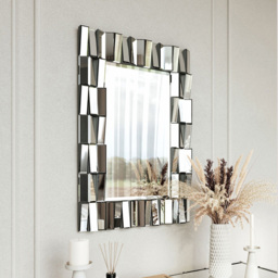 CARME Home Knightsbridge Grey and Silver 3D Rectangular Wall Mirror - Size: 12.5 x 104 x 74cm - Wilko - thumbnail 6