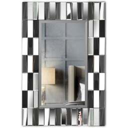 CARME Home Knightsbridge Grey and Silver 3D Rectangular Wall Mirror - Size: 12.5 x 104 x 74cm - Wilko - thumbnail 1