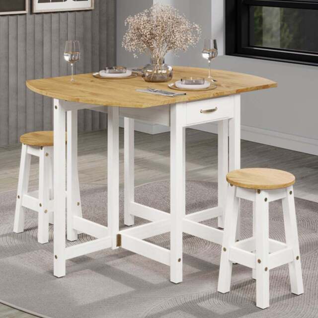 Core Products Corona 2 Seater Drop Leaf Oval Breakfast Table Set White - Wilko - image 1