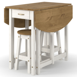 Core Products Corona 2 Seater Drop Leaf Oval Breakfast Table Set White - Wilko - thumbnail 4