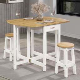 Core Products Corona 2 Seater Drop Leaf Oval Breakfast Table Set White - Wilko - thumbnail 1
