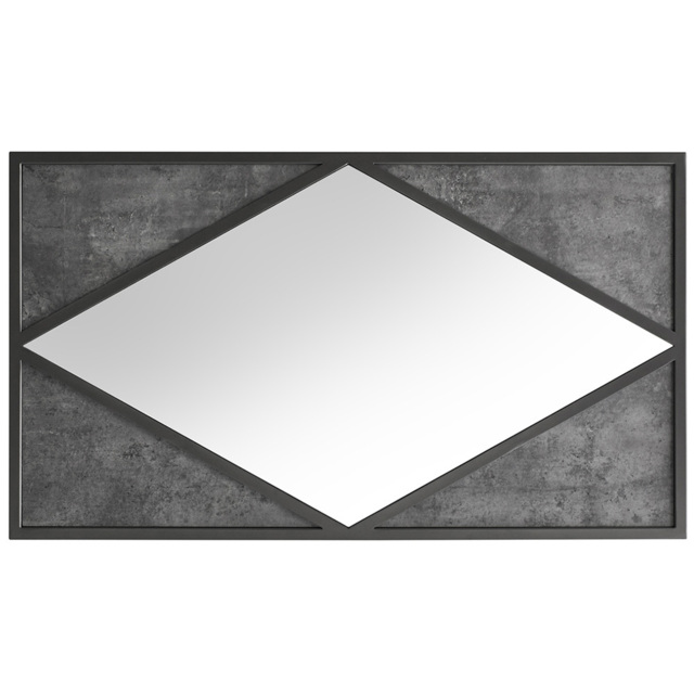Bentley Designs Renzo Zinc and Dark Grey Geometric Landscape Wall Mirror 110 x 63cm - Size: 63 x 110 x 20cm - Black - Wilko - image 1