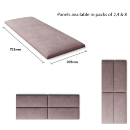 Aspire EasyMount Blush Plush Velvet Upholstered Wall Mounted Headboard Panels 2 Pack - Pink - Aspire Beds - Wilko - thumbnail 6