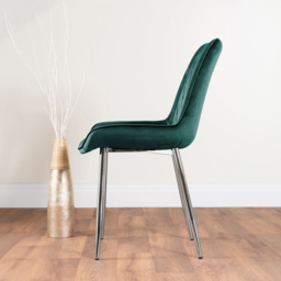 Furniturebox Arona Cesano 6 Seater Round Dining Set White Gloss Chrome and Green - Grey - Wilko - thumbnail 5