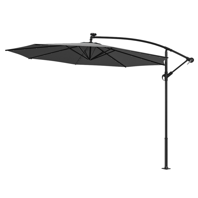 Living and Home Dark Grey LED Umbrella Parasol 2.6m - Wilko - image 1