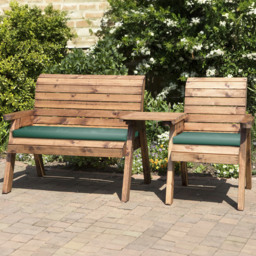 Charles Taylor 3 Seater Straight Companion Seat with Green Cushions - Wilko