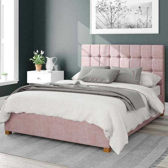 Aspire Sinatra Double Tea Rose Pure Pastel Cotton Ottoman Bed - Pink - Aspire Beds - Wilko - image 1