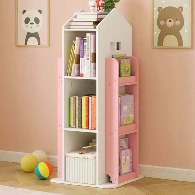 Neo Pink House Shaped Rotating Kid's Freestanding Bookshelf - Wilko - image 1