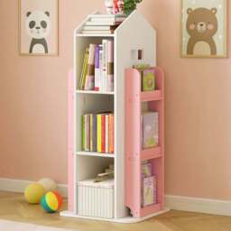 Neo Pink House Shaped Rotating Kid's Freestanding Bookshelf - Wilko - thumbnail 1