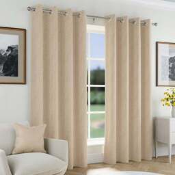 Enhanced Living Natural Herringbone Blackout Eyelet Thermal Curtains 229 x 229cm - Size: W 229 x D 229cm - Brown - Wilko - thumbnail 1