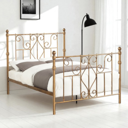 OAT Home Belgravia King Size Antique Brass Effect Metal Bed - Wilko