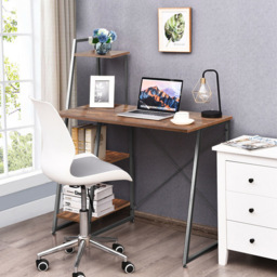 Costway 3 Shelf Adjustable Computer Desk Coffee - Size: 129 x 58 x 12cm - Brown - Wilko - thumbnail 6
