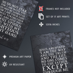 Artery8 Christian Bible Scripture Verses Wall Art Print 30 x 41cm 17 Pack - Size: 40.5 x 30.5 x 0.3cm - Black - Wilko - thumbnail 5