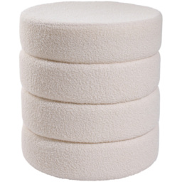 Living and Home White Round Channel Upholstered Stool - Size: 46 x 43 x 43cm - Wilko - thumbnail 3