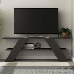 Decortie Farfalla Single Shelf Anthracite Modern TV Unit - Size: 40 x 120 x 33.5cm - Black - Wilko