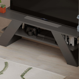 Decortie Farfalla Single Shelf Anthracite Modern TV Unit - Size: 40 x 120 x 33.5cm - Black - Wilko - thumbnail 7