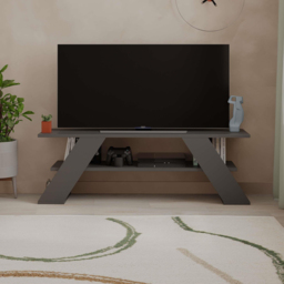 Decortie Farfalla Single Shelf Anthracite Modern TV Unit - Size: 40 x 120 x 33.5cm - Black - Wilko - thumbnail 4