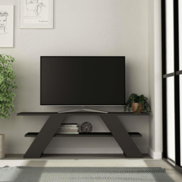 Decortie Farfalla Single Shelf Anthracite Modern TV Unit - Size: 40 x 120 x 33.5cm - Black - Wilko - thumbnail 5