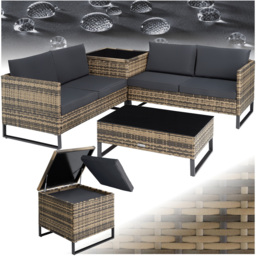 tectake Ostuni 4 Seater Natural Rattan Garden Lounge Set with Storage Box - Brown - Wilko - thumbnail 3