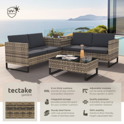 tectake Ostuni 4 Seater Natural Rattan Garden Lounge Set with Storage Box - Brown - Wilko - thumbnail 7