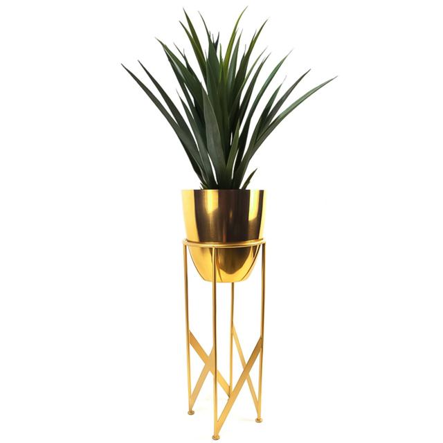 Botanik Yukka Artificial Plant in Gold Metal Planter 3ft - Size: 90 x 19 x 19cm - Wilko - image 1