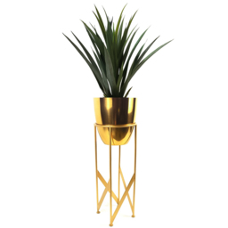 Botanik Yukka Artificial Plant in Gold Metal Planter 3ft - Size: 90 x 19 x 19cm - Wilko