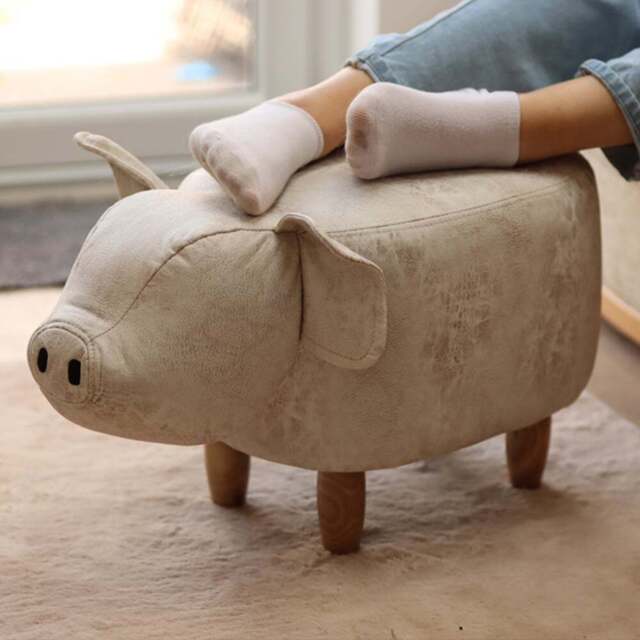 Gardeco Plato The Pig Grey Leatherette Footstool - Size: 36 x 65 x 32cm - Wilko - image 1