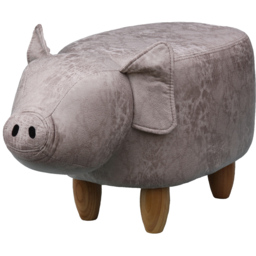 Gardeco Plato The Pig Grey Leatherette Footstool - Size: 36 x 65 x 32cm - Wilko - thumbnail 3