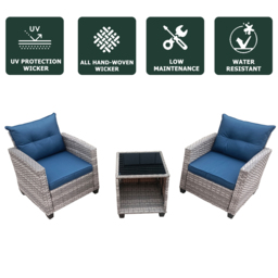 Furniture One 2 Seater Grey Rattan Garden Lounge Set - Wilko - thumbnail 5
