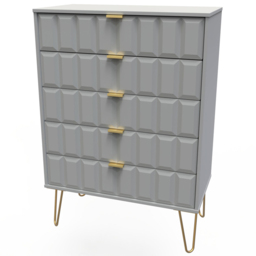 Crowndale Cube 5 Drawer Dusk Grey Chest of Drawers Ready Assembled - Wilko - thumbnail 3