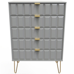 Crowndale Cube 5 Drawer Dusk Grey Chest of Drawers Ready Assembled - Wilko - thumbnail 4