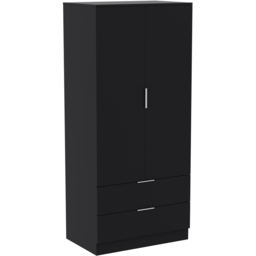 Vida Designs Trega 2 Drawer 2 Door Black Wardrobe - Size: 2 Door, 2 Drawer - Wilko - thumbnail 3