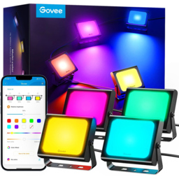 Govee RGBICWW LED Smart Floodlight 4 Pack - Size: 13 x 22.5 x 28cm - Multi - Wilko