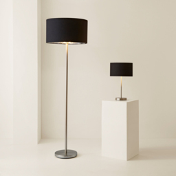 ValueLights Charlie Metallic and Black Shade Brushed Chrome Table Lamp and Bulb - Size: 43 x 25 x 25cm - Silver - Wilko - thumbnail 7