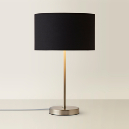 ValueLights Charlie Metallic and Black Shade Brushed Chrome Table Lamp and Bulb - Size: 43 x 25 x 25cm - Silver - Wilko - thumbnail 6