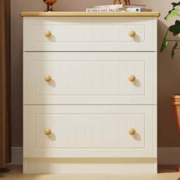 Crowndale Warwick 3 Drawer Cream Ash and Oak Deep Chest of Drawers - Wilko - thumbnail 1