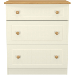 Crowndale Warwick 3 Drawer Cream Ash and Oak Deep Chest of Drawers - Wilko - thumbnail 3