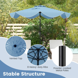 Costway Navy Patio Umbrella with Crank Handle and Push Button Tilt 2.7m - Size: 152 x 15 x 15cm - Blue - Wilko - thumbnail 7