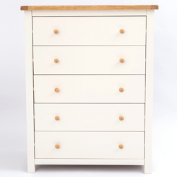 Cabinet Bits Maggiori 5 Drawer White Wood Knob Chest of Drawers - Wilko - thumbnail 3