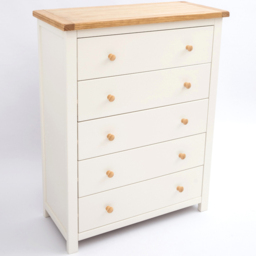 Cabinet Bits Maggiori 5 Drawer White Wood Knob Chest of Drawers - Wilko - thumbnail 5