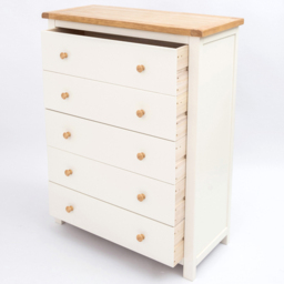 Cabinet Bits Maggiori 5 Drawer White Wood Knob Chest of Drawers - Wilko - thumbnail 6